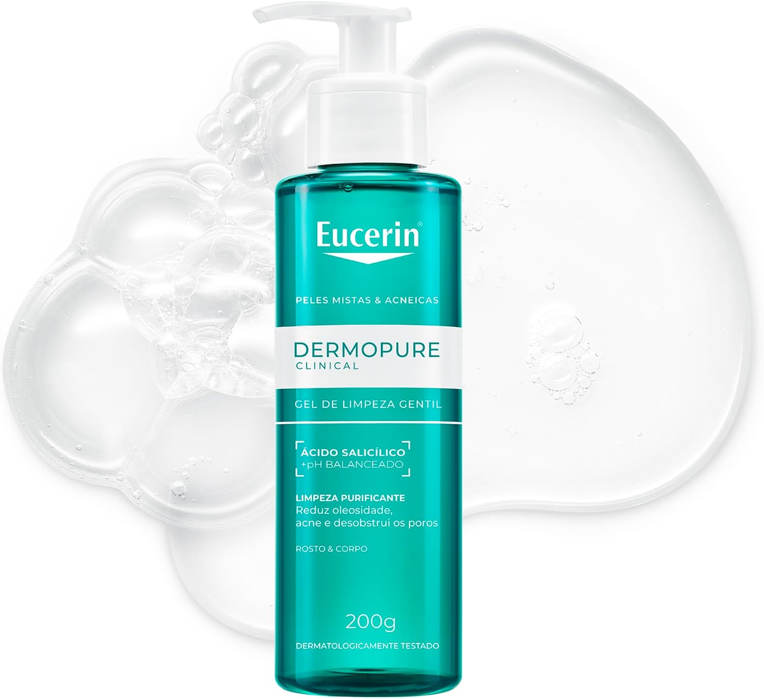 Eucerin Gel de Limpeza Facial Antiacne DermoPure Gentil 400g Pele Mista e Oleosa, Suave, Demaquilante