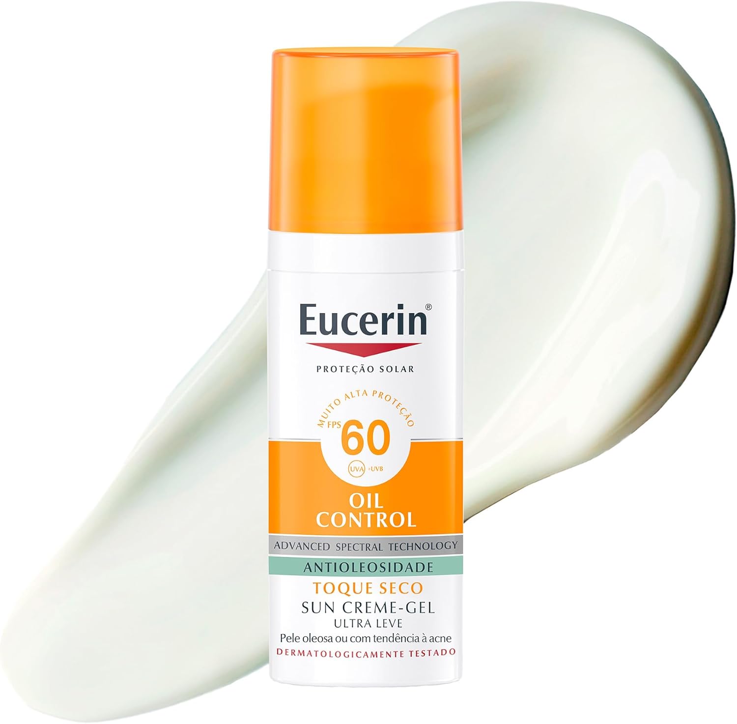 Eucerin Protetor Solar Facial Oil Control FPS 60 - 50ml, Antioleosidade, Rosto, Proteção UVA, UVB e Luz Visível